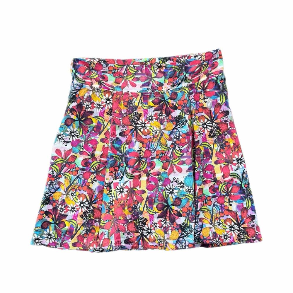 Dona Jo Floral Colorful Vibrant Bright Artsy Tennis Athletic Workout Skort Skirt